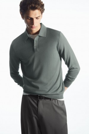 Camisa Polo COS Merino Lana Hombre Verdes | México WHRI-61384