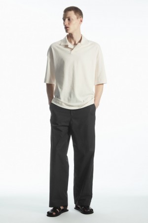 Camisa Polo COS Oversized Open-Collar Hombre Blancos | México FNYO-50463