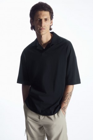 Camisa Polo COS Oversized Open-Collar Hombre Azul Marino | México IMYU-35619