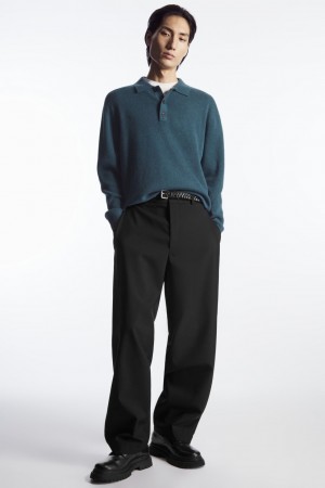 Camisa Polo COS Pure Cashmere Hombre Turquesa | México LGHP-89314