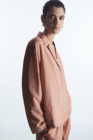 Camisas COS A Rayas Silk-Blend Pajama Mujer Rosas | México QDGB-50197