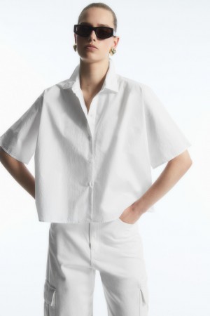 Camisas COS Boxy Corta-Sleeved Poplin Mujer Blancos | México DRJT-75938
