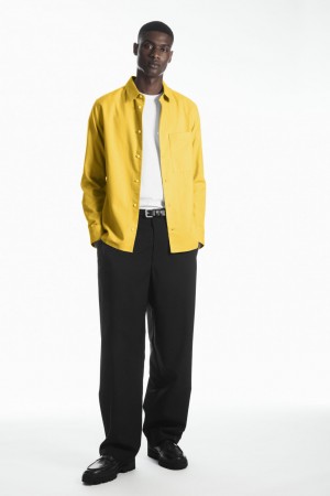 Camisas COS Brushed-Algodon Hombre Amarillos | México BIJH-04591