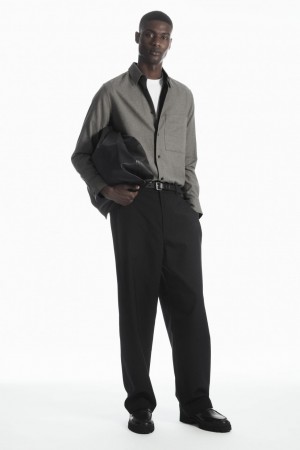 Camisas COS Brushed-Algodon Hombre Grises | México UAQD-28609