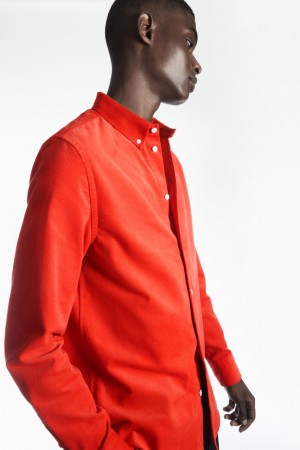Camisas COS Button-Down Collar Corduroy Hombre Naranjas | México AYVF-04126