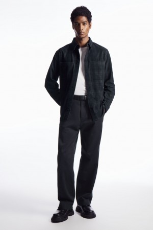 Camisas COS Checked Corduroy Hombre Azul Marino Grises | México PBUG-36801