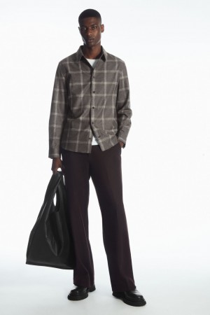 Camisas COS Checked Lana Hombre Grises Oscuro | México YEJU-32059