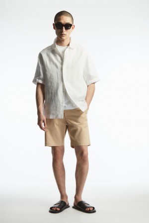 Camisas COS Corta-Sleeved Linen Hombre Blancos | México XKHE-62971