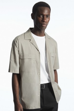 Camisas COS Corta-Sleeved Utility Hombre Grises | México VYFW-40583
