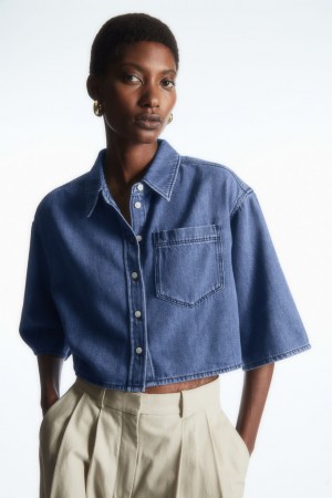 Camisas COS Cropped Denim Mujer Azules | México XDMO-46789