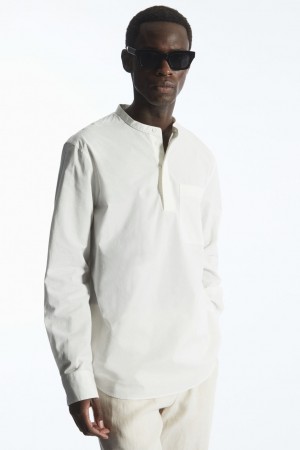 Camisas COS Grandad-Collar Half-Placket Hombre Blancos | México OTEJ-01678