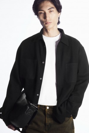 Camisas COS Lana-Jersey Overshirt Hombre Negros | México ZYSO-08263
