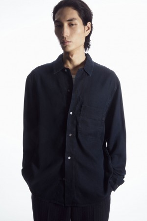 Camisas COS Ligeros Denim Hombre Azul Marino | México DUAL-41073