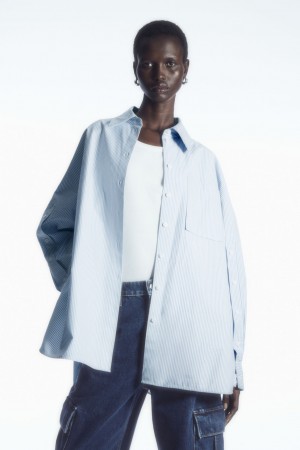 Camisas COS Oversized Deconstructed Mujer Azules Claro | México YKNC-26871