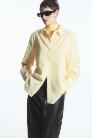 Camisas COS Oversized Lana Mujer Amarillos Claro | México ZBOW-98174