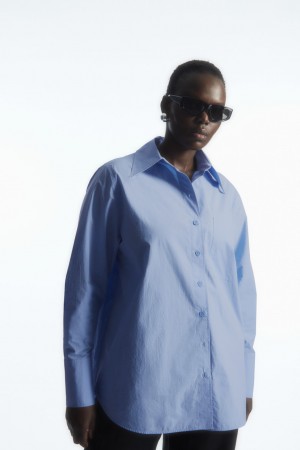 Camisas COS Oversized Long-Sleeve Mujer Azules | México WUMA-78935