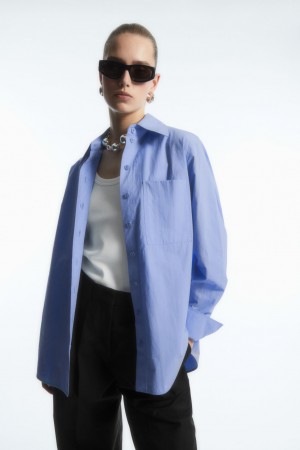 Camisas COS Oversized Long-Sleeve Mujer Azules Claro | México UIOH-73601