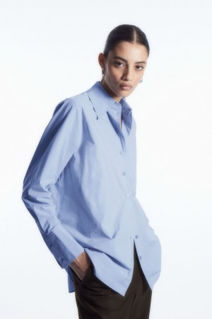 Camisas COS Oversized Long-Sleeve Mujer Azules Claro | México XJZI-59432