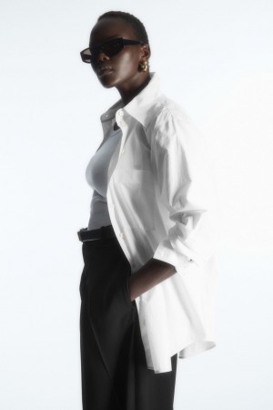 Camisas COS Oversized Long-Sleeve Mujer Blancos | México GUFY-18390