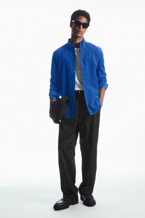 Camisas COS Regular-Fit Corduroy Hombre Azules | México QLHV-41205