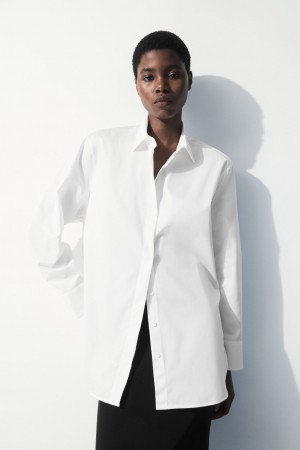 Camisas COS The Oversized Algodon-Sateen Mujer Blancos | México MRFC-59612