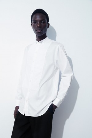 Camisas COS The Poplin Tuxedo Hombre Blancos | México OFJY-67094