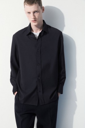 Camisas COS The Tailored Lana Hombre Azul Marino | México PKRL-97142