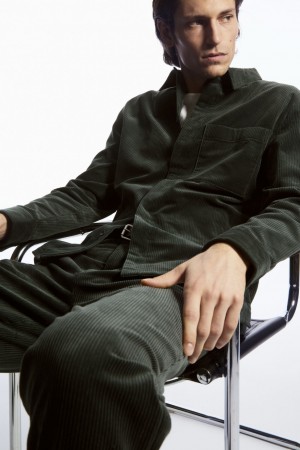 Camisas COS Utility-Estilo Corduroy Overshirt Hombre Verdes Oscuro | México ATDL-29641