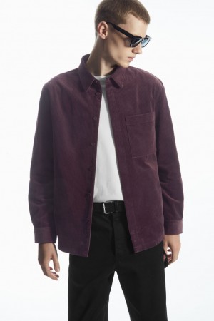 Camisas COS Utility-Estilo Corduroy Overshirt Hombre Morados | México ZLSF-61324