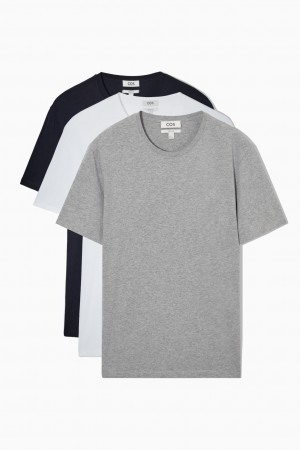 Camiseta COS 3-Pack The Extra Fines Hombre Azul Marino Grises Blancos | México CQWE-82067