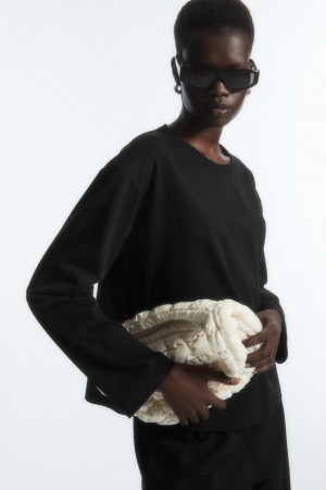 Camiseta COS Boxy Long-Sleeved Mujer Negros | México IOHJ-92103