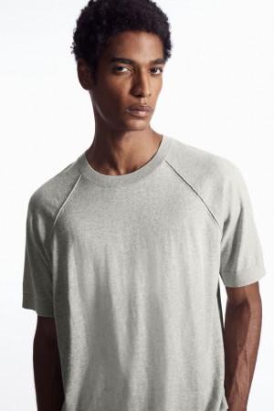 Camiseta COS De Punto Cashmere-Blend Hombre Grises | México LKVA-14630