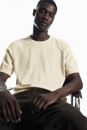 Camiseta COS De Punto Cashmere-Blend Hombre Creme | México OZCP-50637