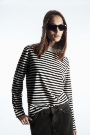 Camiseta COS Long-Sleeved Mock-Neck Mujer Marrom Oscuro | México YTJV-37869