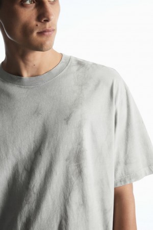 Camiseta COS Oversized-Dye Hombre Grises | México MHAD-35218