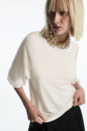 Camiseta COS Pure Mulberry Silk Mujer Blancos | México KYUQ-47018