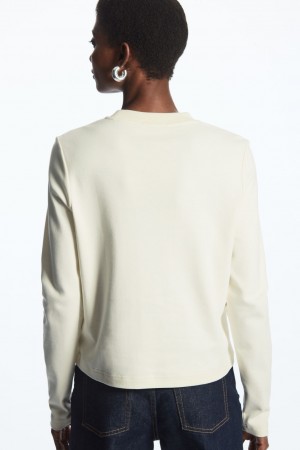 Camiseta COS Regular-Fit Heavyweight Long-Sleeved Mujer Beige | México ZCPS-18546