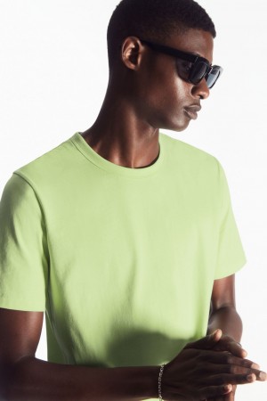 Camiseta COS Regular-Fit Mid-Weight Brushed Hombre Verdes Claro | México HIRJ-72094