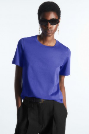 Camiseta COS Regular Fit Mujer Azules Claro | México NHXS-25980
