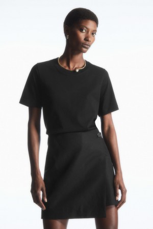Camiseta COS Regular Fit Mujer Negros | México HUCT-69180