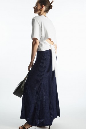Camiseta COS The Bow Back Mujer Blancos | México BDPQ-13254