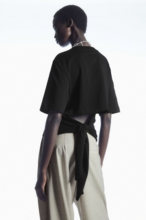 Camiseta COS The Bow Back Mujer Negros | México XVSM-50874