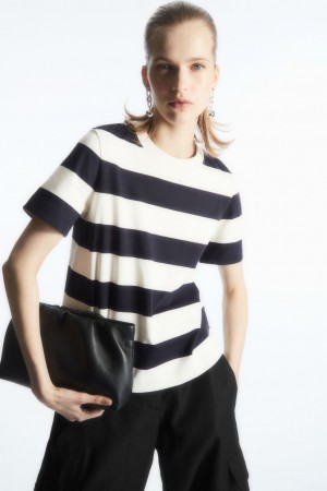 Camiseta COS The Clean Cut Mujer Azul Marino | México VXGS-71489