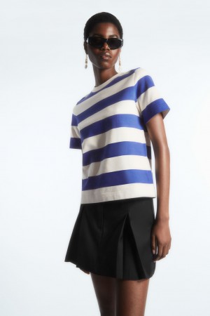 Camiseta COS The Clean Cut Mujer Azules Blancos | México RMND-34207
