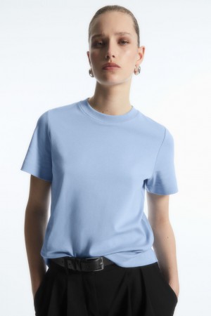 Camiseta COS The Clean Cut Mujer Azules Claro | México SGRY-06489