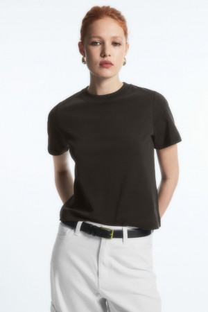 Camiseta COS The Clean Cut Mujer Marrom Oscuro | México DYRX-05398