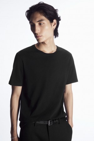 Camiseta COS The Extra Fine Hombre Negros | México HUCZ-39246