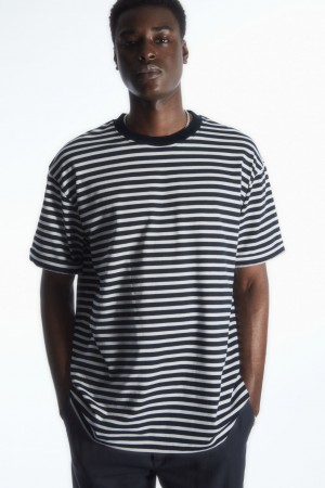 Camiseta COS The Super Slouch Hombre Blancos Azul Marino | México FZHB-47830