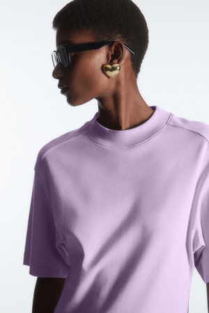 Camiseta COS Waisted Mock-Neck Mujer Morados Claro | México RKZY-24867