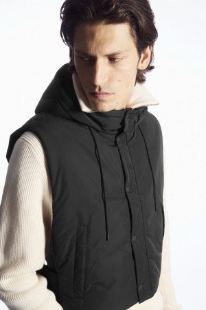 Chaleco COS Buckled-Side Acolchado Encapuchado Hombre Negros | México ZLSM-89241